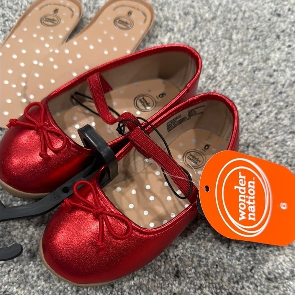 Wonder Nation Red Dress Shoes with Glossy Finish and Mary Jane Strap